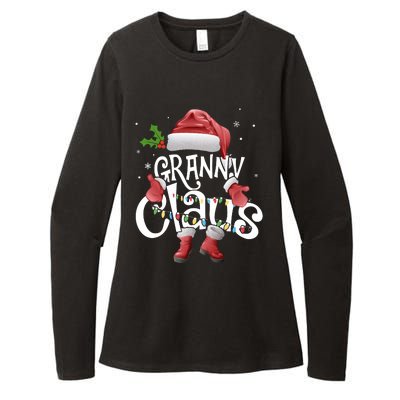 Funny Granny Claus Christmas Pajamas Santa Hat Costume Womens CVC Long Sleeve Shirt