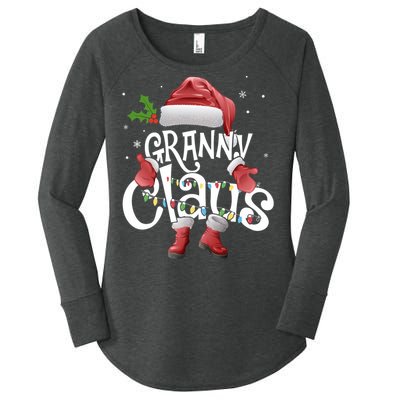 Funny Granny Claus Christmas Pajamas Santa Hat Costume Women's Perfect Tri Tunic Long Sleeve Shirt