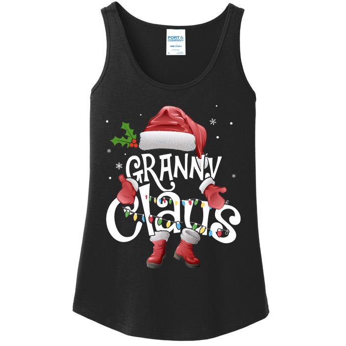 Funny Granny Claus Christmas Pajamas Santa Hat Costume Ladies Essential Tank