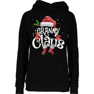 Funny Granny Claus Christmas Pajamas Santa Hat Costume Womens Funnel Neck Pullover Hood