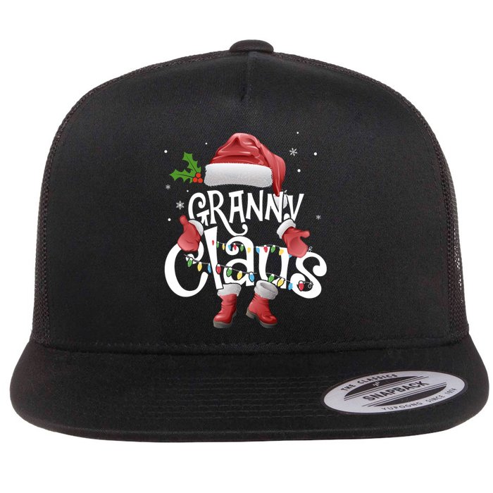 Funny Granny Claus Christmas Pajamas Santa Hat Costume Flat Bill Trucker Hat