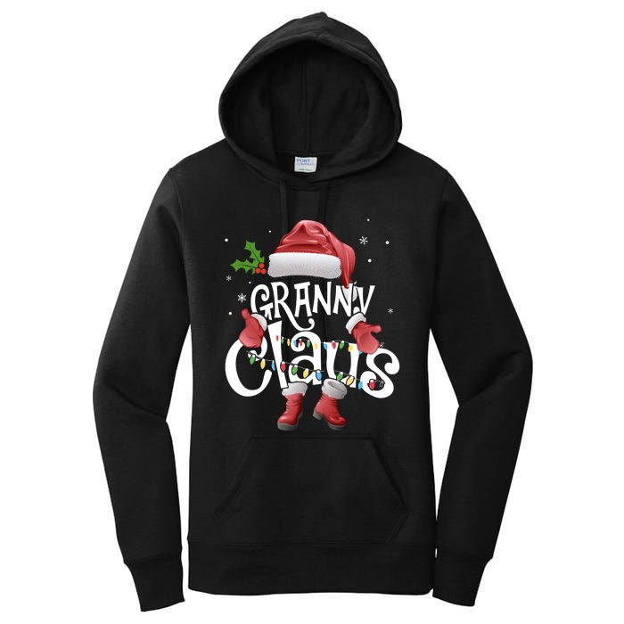 Funny Granny Claus Christmas Pajamas Santa Hat Costume Women's Pullover Hoodie