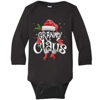 Funny Granny Claus Christmas Pajamas Santa Hat Costume Baby Long Sleeve Bodysuit