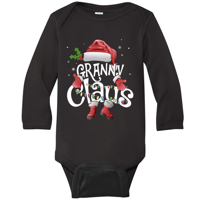 Funny Granny Claus Christmas Pajamas Santa Hat Costume Baby Long Sleeve Bodysuit