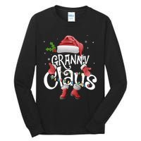 Funny Granny Claus Christmas Pajamas Santa Hat Costume Tall Long Sleeve T-Shirt