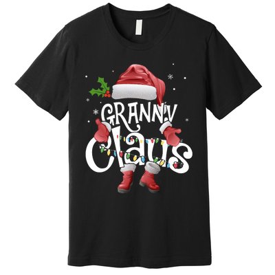 Funny Granny Claus Christmas Pajamas Santa Hat Costume Premium T-Shirt