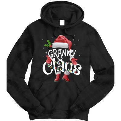 Funny Granny Claus Christmas Pajamas Santa Hat Costume Tie Dye Hoodie