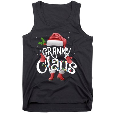 Funny Granny Claus Christmas Pajamas Santa Hat Costume Tank Top