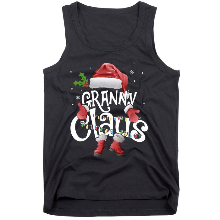 Funny Granny Claus Christmas Pajamas Santa Hat Costume Tank Top