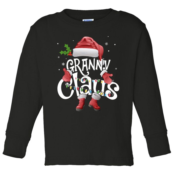 Funny Granny Claus Christmas Pajamas Santa Hat Costume Toddler Long Sleeve Shirt