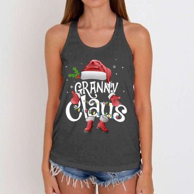 Funny Granny Claus Christmas Pajamas Santa Hat Costume Women's Knotted Racerback Tank