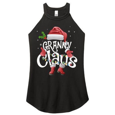 Funny Granny Claus Christmas Pajamas Santa Hat Costume Women's Perfect Tri Rocker Tank