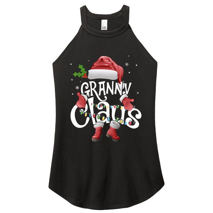 Funny Granny Claus Christmas Pajamas Santa Hat Costume Women's Perfect Tri Rocker Tank