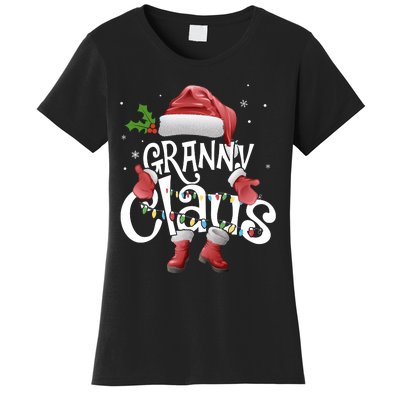 Funny Granny Claus Christmas Pajamas Santa Hat Costume Women's T-Shirt