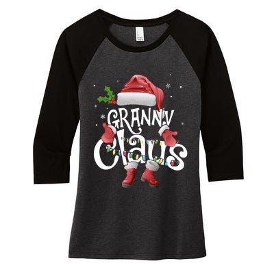 Funny Granny Claus Christmas Pajamas Santa Hat Costume Women's Tri-Blend 3/4-Sleeve Raglan Shirt