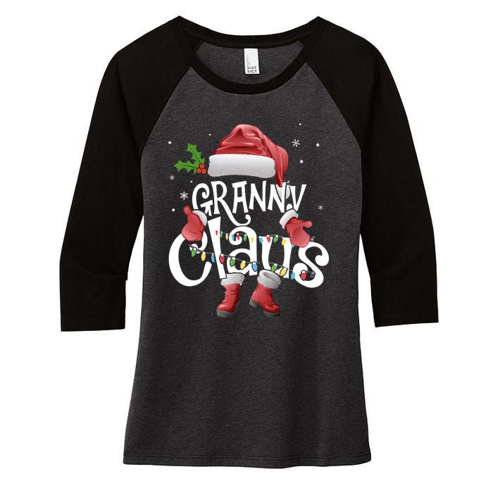 Funny Granny Claus Christmas Pajamas Santa Hat Costume Women's Tri-Blend 3/4-Sleeve Raglan Shirt