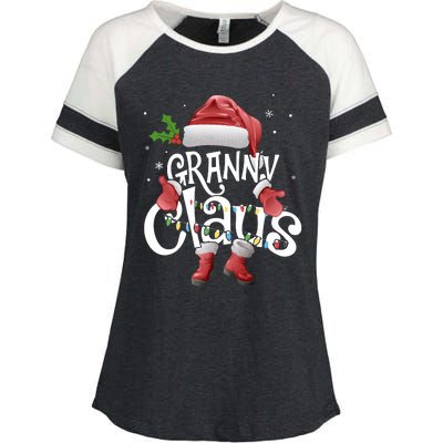 Funny Granny Claus Christmas Pajamas Santa Hat Costume Enza Ladies Jersey Colorblock Tee