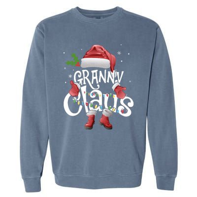 Funny Granny Claus Christmas Pajamas Santa Hat Costume Garment-Dyed Sweatshirt