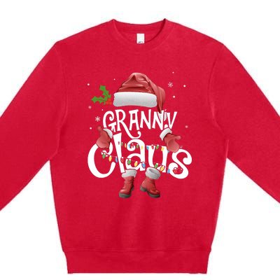 Funny Granny Claus Christmas Pajamas Santa Hat Costume Premium Crewneck Sweatshirt