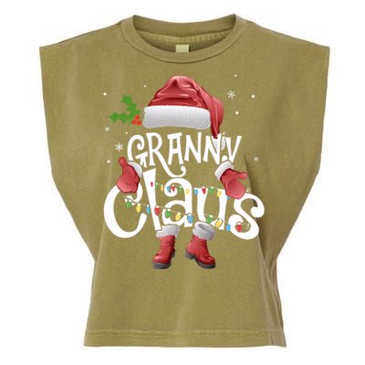 Funny Granny Claus Christmas Pajamas Santa Hat Costume Garment-Dyed Women's Muscle Tee