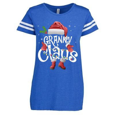 Funny Granny Claus Christmas Pajamas Santa Hat Costume Enza Ladies Jersey Football T-Shirt