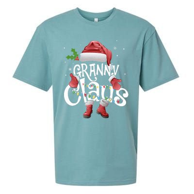 Funny Granny Claus Christmas Pajamas Santa Hat Costume Sueded Cloud Jersey T-Shirt