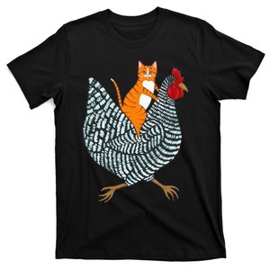 Funny Ginger Cat Chicken Ride Orange Cat Chicken Lover Cats T-Shirt