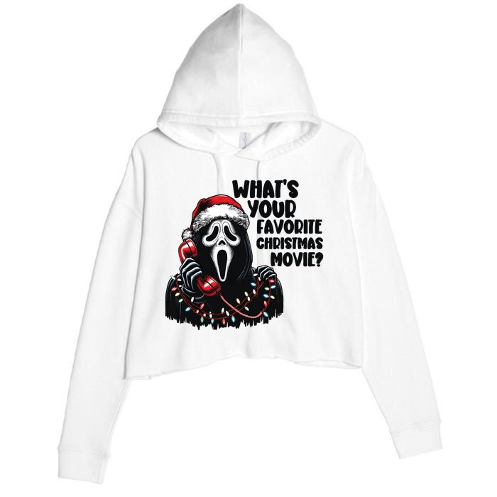 Funny Ghostface Christmas Movie Holiday Crop Fleece Hoodie