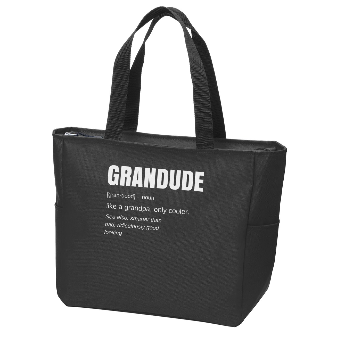 Funny Grandude Cool Grandpa Novelty Zip Tote Bag