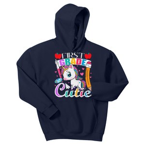 First Grade Cutie First Day Of School Student Unicorn Kids Hoodie