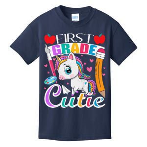 First Grade Cutie First Day Of School Student Unicorn Kids T-Shirt