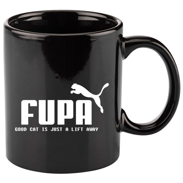 Fupa Good Cat Is Just A Lift Away Funny Running Gift 11oz C Handle Ceramic Mug