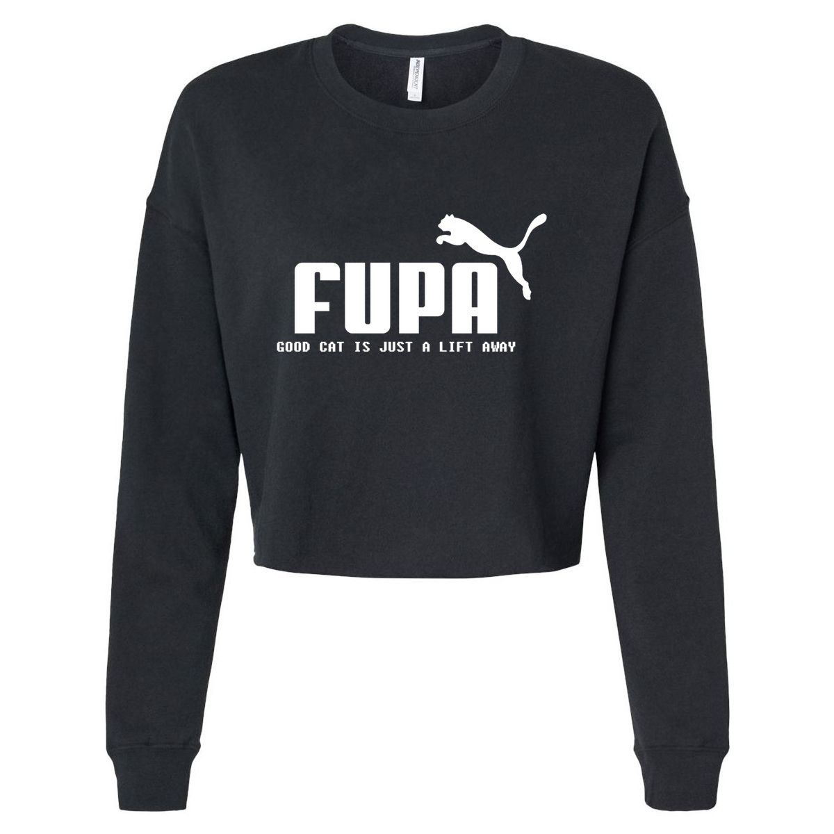Fupa Good Cat Is Just A Lift Away Funny Running Gift Cropped Pullover Crew