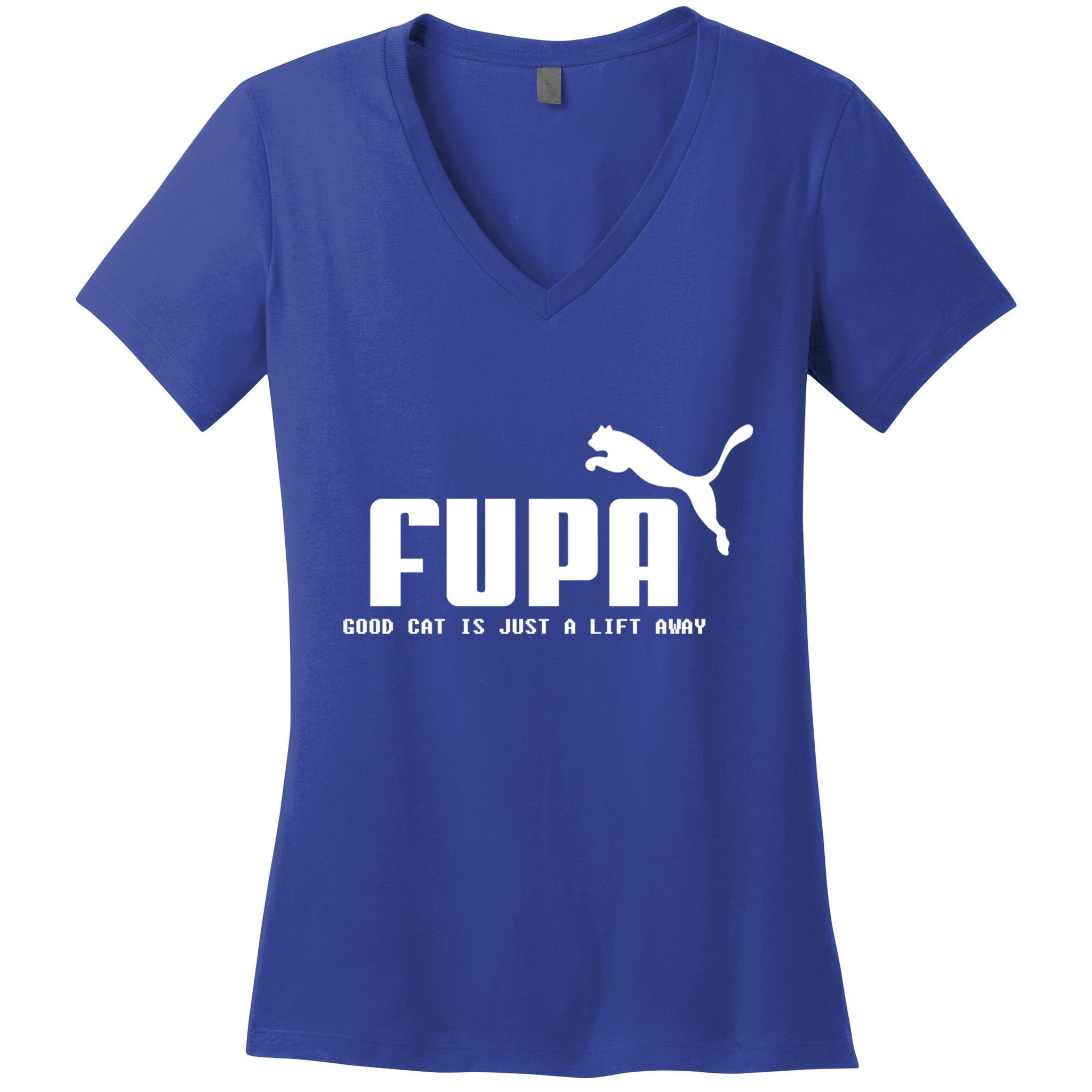 Fupa Good Cat Is Just A Lift Away Funny Running Gift Women's V-Neck T-Shirt