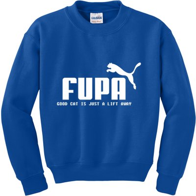 Fupa Good Cat Is Just A Lift Away Funny Running Gift Kids Sweatshirt
