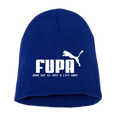 Fupa Good Cat Is Just A Lift Away Funny Running Gift Short Acrylic Beanie