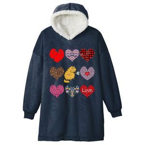 Funny Ginger Cat Hearts Pattern Coffee Lover Valentines Day Gift Hooded Wearable Blanket