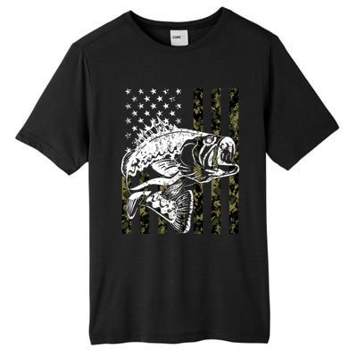 Fishing Gift Camouflage American Flag Fisher Tall Fusion ChromaSoft Performance T-Shirt