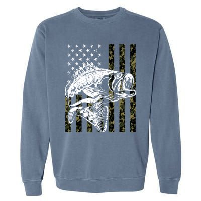 Fishing Gift Camouflage American Flag Fisher Garment-Dyed Sweatshirt