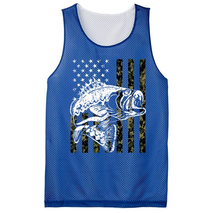 Fishing Gift Camouflage American Flag Fisher Mesh Reversible Basketball Jersey Tank