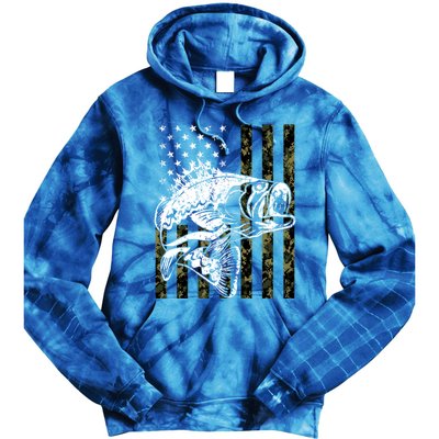 Fishing Gift Camouflage American Flag Fisher Tie Dye Hoodie