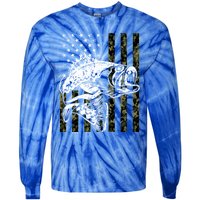 Fishing Gift Camouflage American Flag Fisher Tie-Dye Long Sleeve Shirt