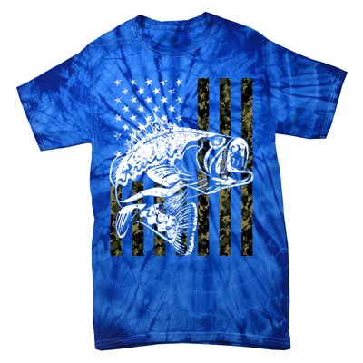 Fishing Gift Camouflage American Flag Fisher Tie-Dye T-Shirt