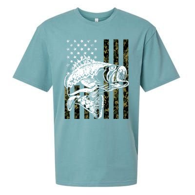 Fishing Gift Camouflage American Flag Fisher Sueded Cloud Jersey T-Shirt