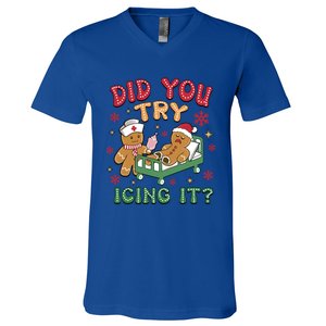 Funny Gingerbread Christmas – Did You Try Icing It? Gift V-Neck T-Shirt