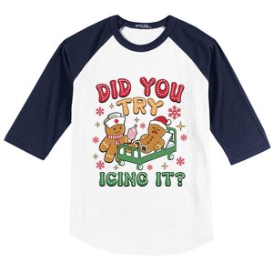 Funny Gingerbread Christmas – Did You Try Icing It? Gift Baseball Sleeve Shirt