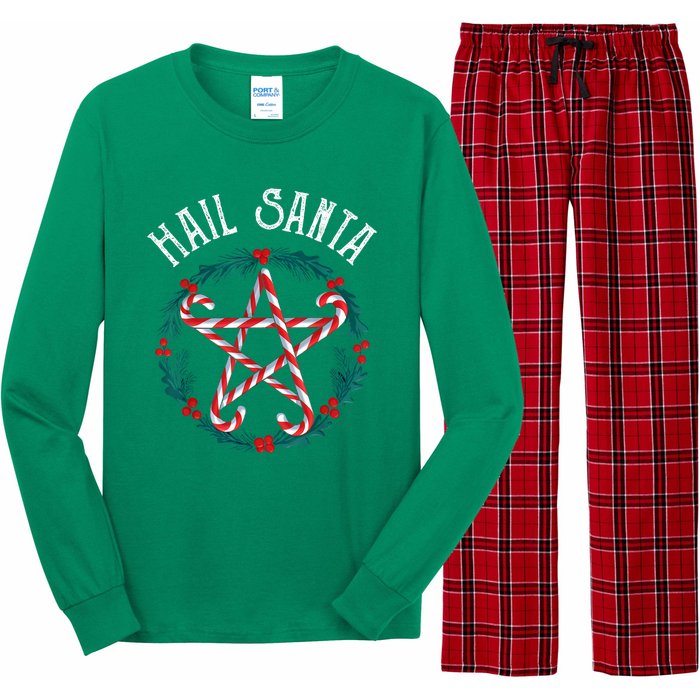 Funny Goth Christmas Hail Santa Candy Cane Pentagram Gothmas Gift Long Sleeve Pajama Set