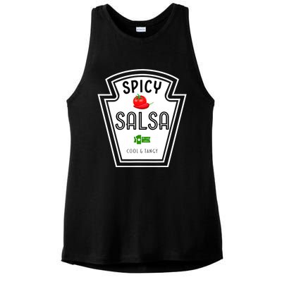 Funny Group Condiment Team Halloween Costume Spicy Salsa Ladies PosiCharge Tri-Blend Wicking Tank