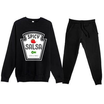 Funny Group Condiment Team Halloween Costume Spicy Salsa Premium Crewneck Sweatsuit Set