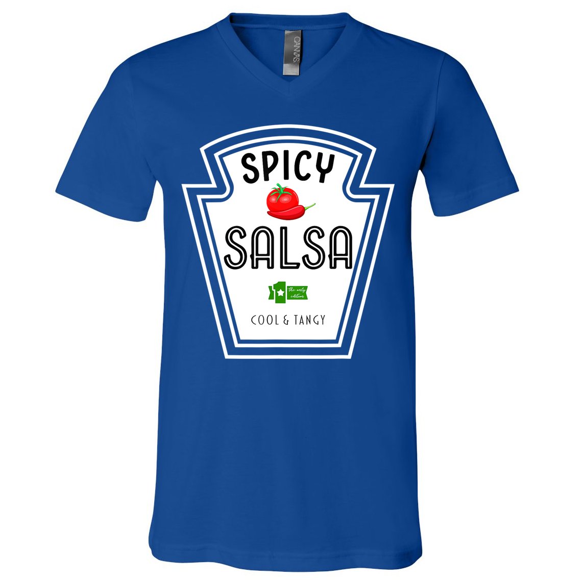 Funny Group Condiment Team Halloween Costume Spicy Salsa V-Neck T-Shirt
